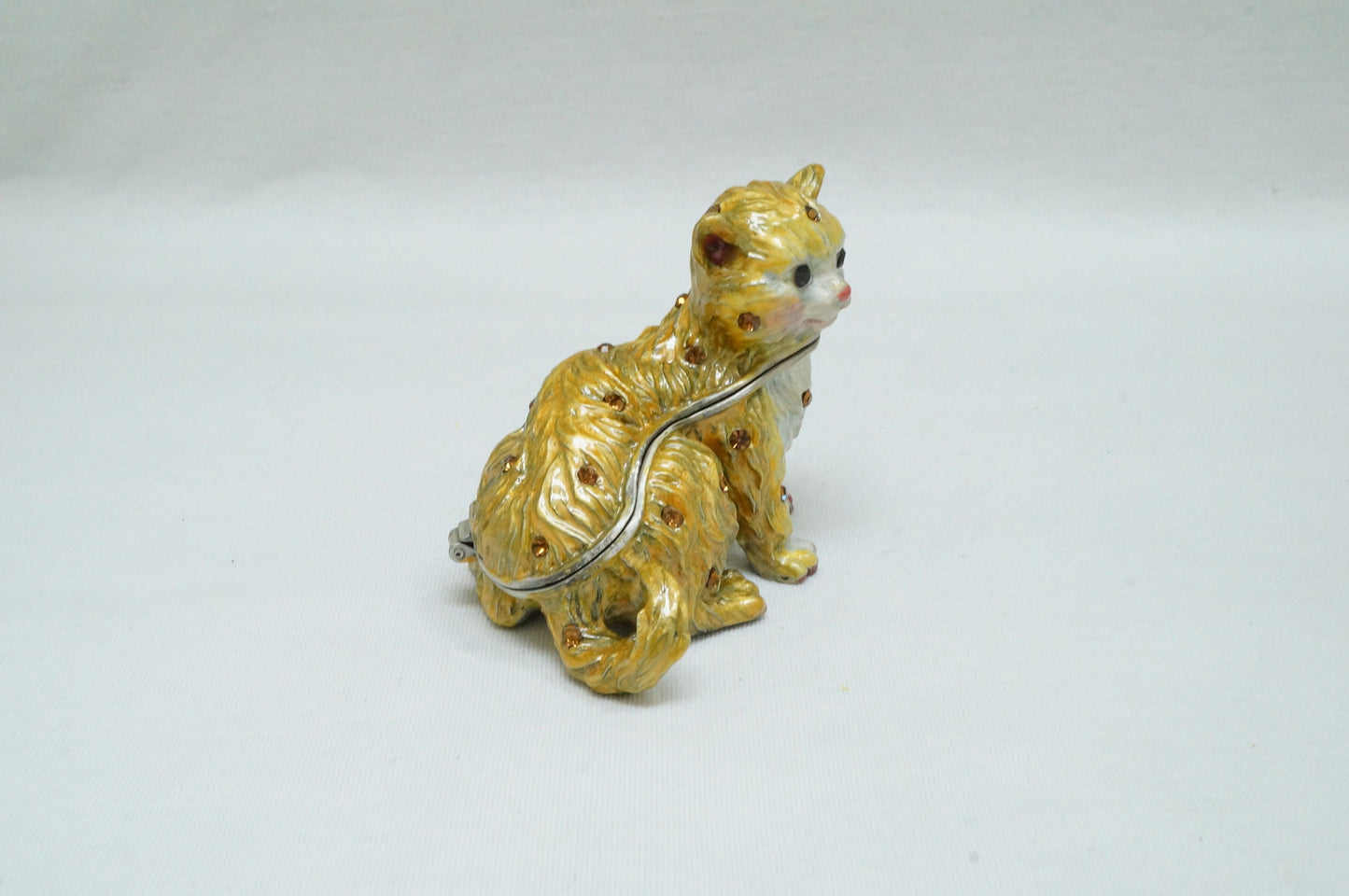 Cristiani Collezione Cat Trinket Pewter Enameled Jeweled