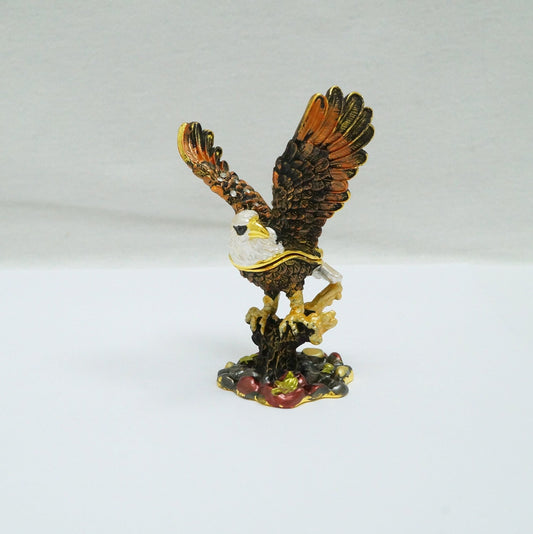 Cristiani Collezione Soaring Eagle Jeweled Pewter Trinket 14K Gold Plated
