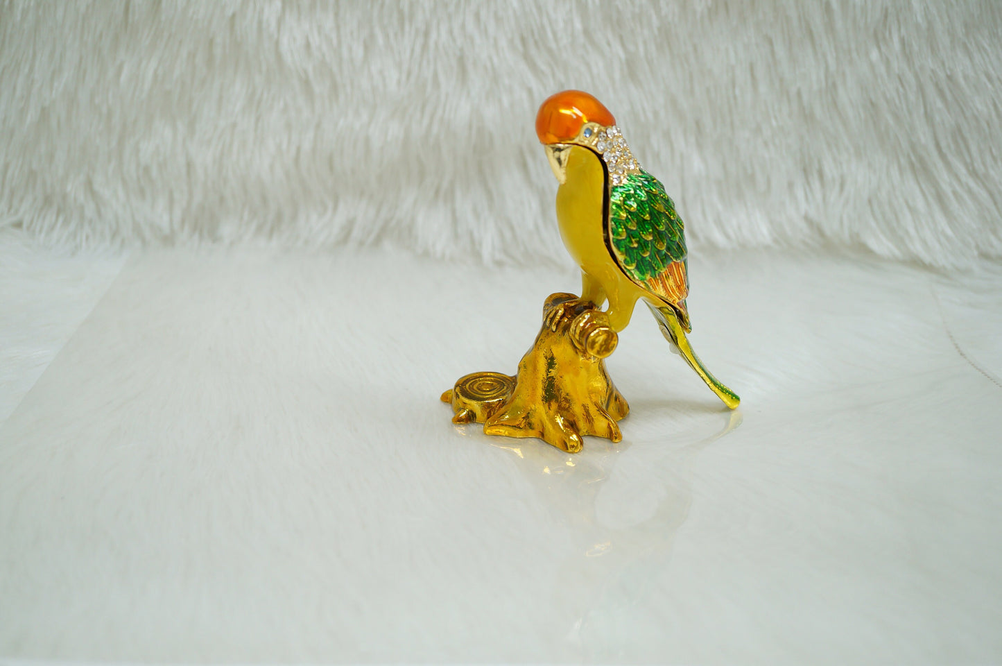Cristiani Collezione Parrot on Branch Trinket Box 14K Gold Plated