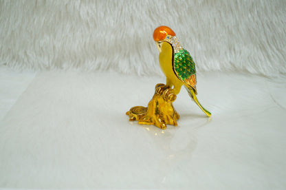 Cristiani Collezione Parrot on Branch Trinket Box 14K Gold Plated