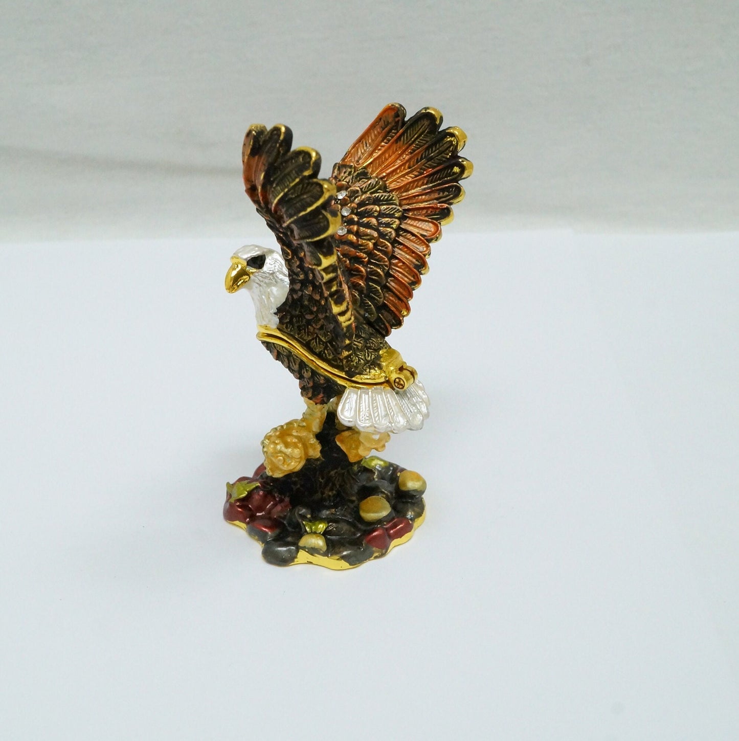 Cristiani Collezione Soaring Eagle Jeweled Pewter Trinket 14K Gold Plated