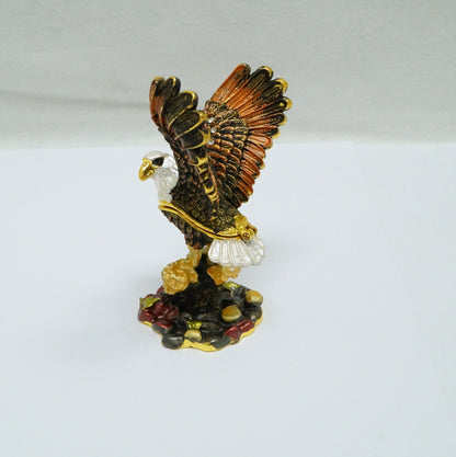 Cristiani Collezione Soaring Eagle Jeweled Pewter Trinket 14K Gold Plated