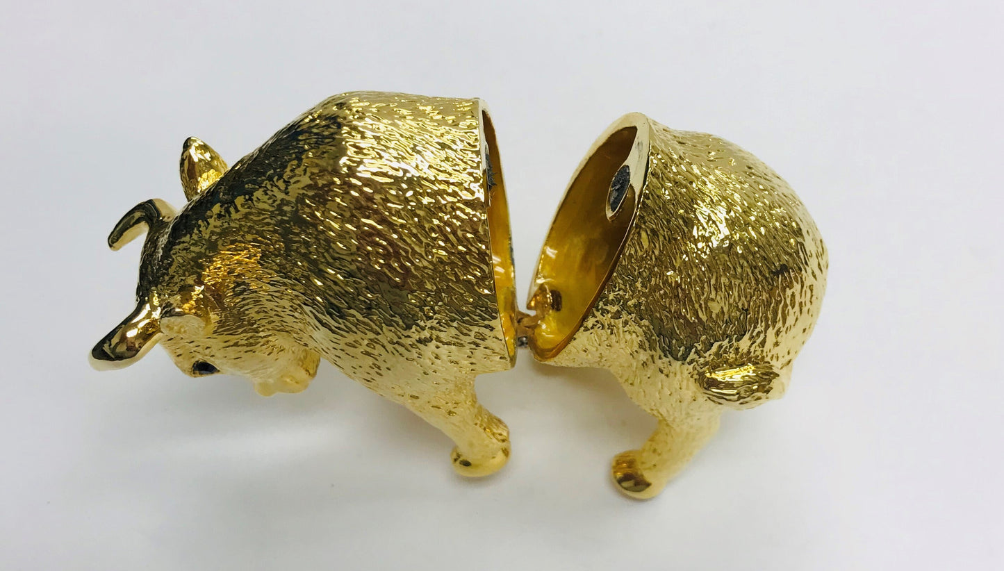 Cristiani Collezione Gold Buffalo Trinket Box 14K Gold Plated
