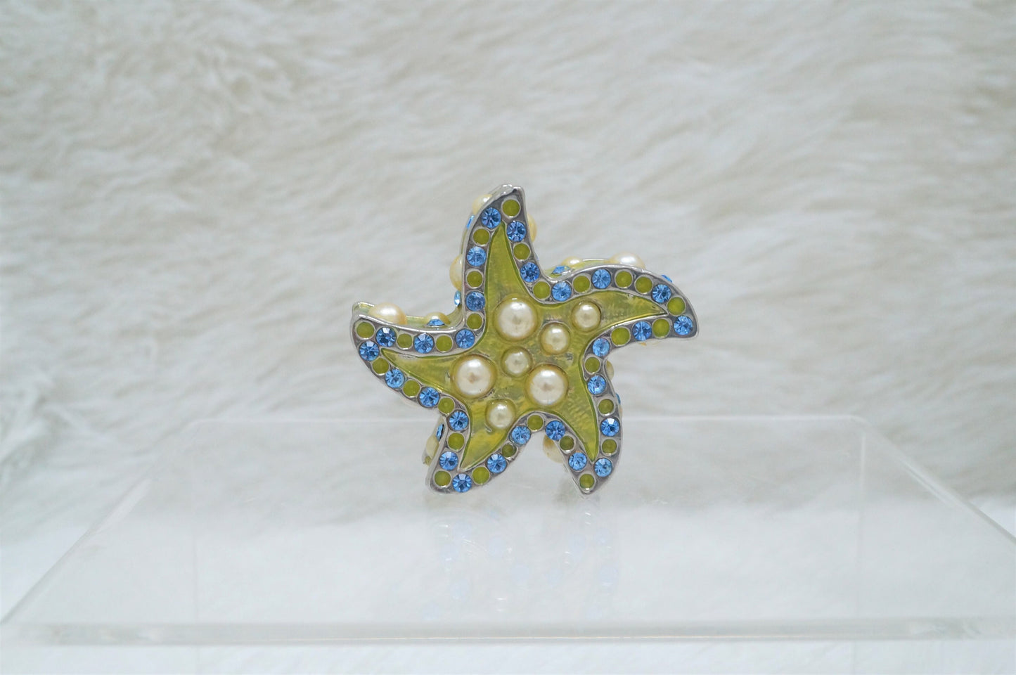 Cristiani Collezione Green Star Faux Pearl Jewel Trinket Box