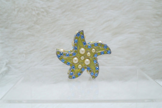 Cristiani Collezione Green Star Faux Pearl Jewel Trinket Box