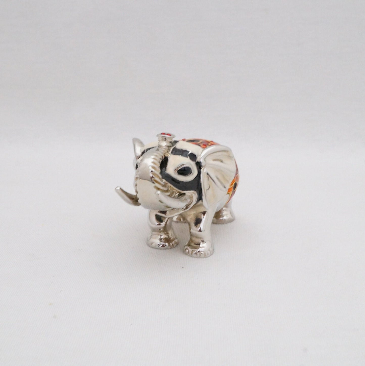 Cristiani Collezione  Rajasthan Indian Elephant Trinket Box Pewter Jeweled Enameled