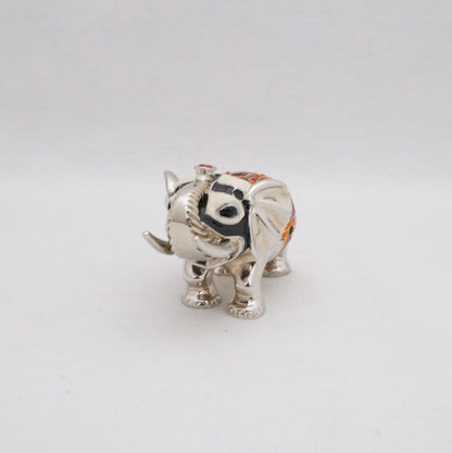 Cristiani Collezione  Rajasthan Indian Elephant Trinket Box Pewter Jeweled Enameled