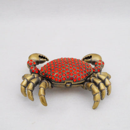Cristiani Collezione Vintage Crystal Crab Trinket Box Pewter Jeweled Enameled