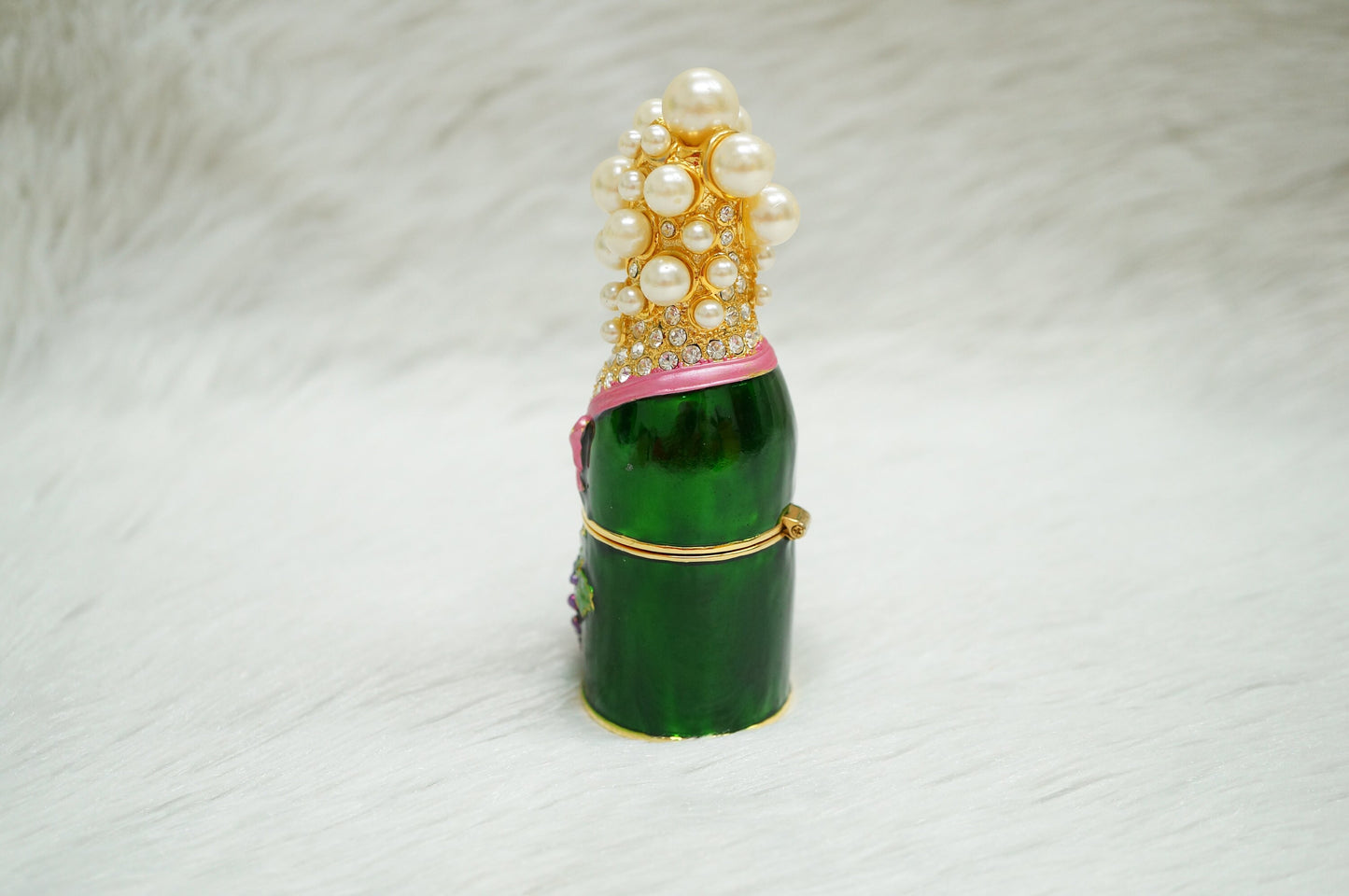 Crisitiani Collezione Large Champagne Bottle Trinket Box 14K Gold Plated