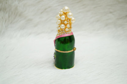 Crisitiani Collezione Large Champagne Bottle Trinket Box 14K Gold Plated