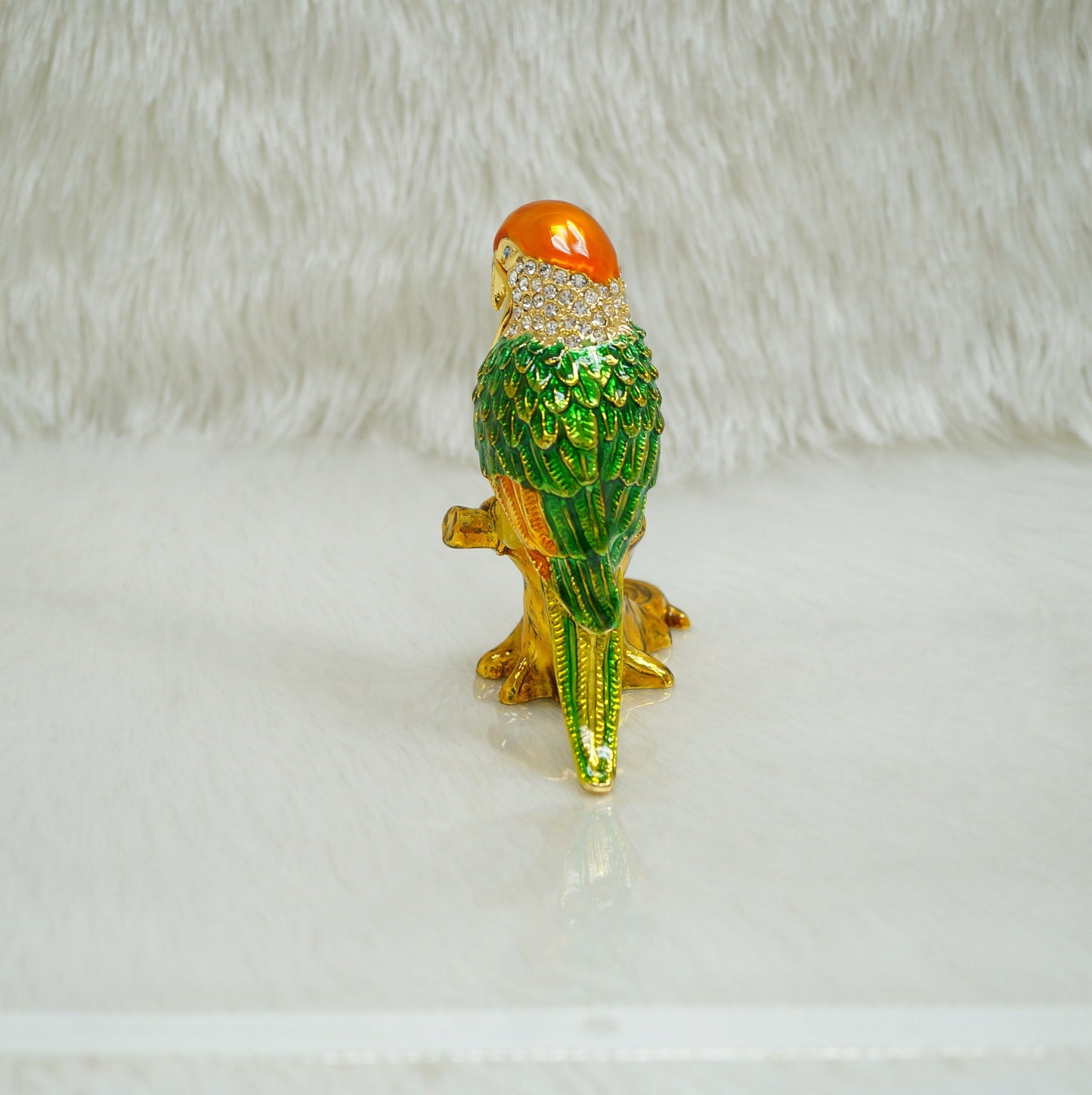 Cristiani Collezione Parrot on Branch Trinket Box 14K Gold Plated